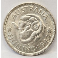 AUSTRALIA 1942 S . ONE 1 SHILLING . VARIETY . S OVER D